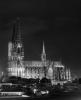 Cologne cathedral at night, december 2000(?). Rolleiflex 2.8 C, Ilford Delta 100. Taken from the rooftop car park of Kaufhof department store. The view alone is worth the parking fee. :^)